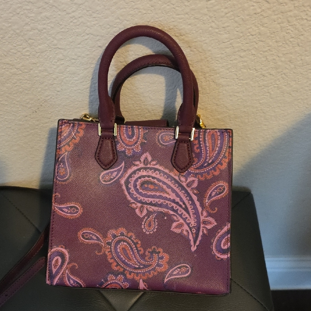 Michael Kors Purple and Gold Mini Bag with Paisley Print - Picture 2 of 4
